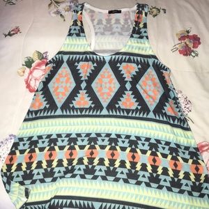 Ladies geometric cotton tank